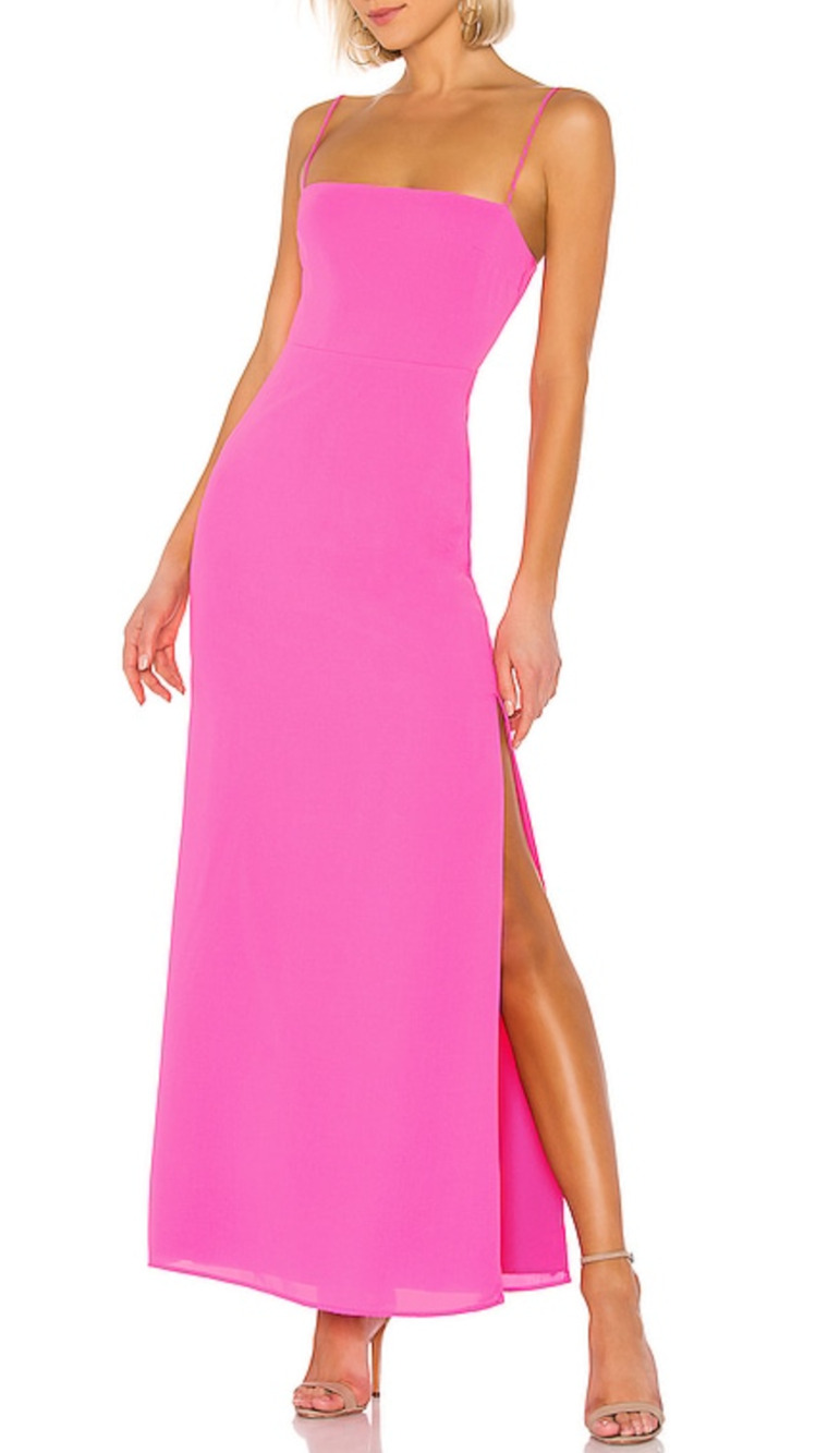 New Superdown Addison hot pink slip maxi dress Size M Glam Cocktail Party Event